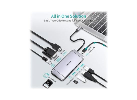 Choetech 9 in 1 USB-C Multiport AdapterMaterial: Aluminum alloy housing